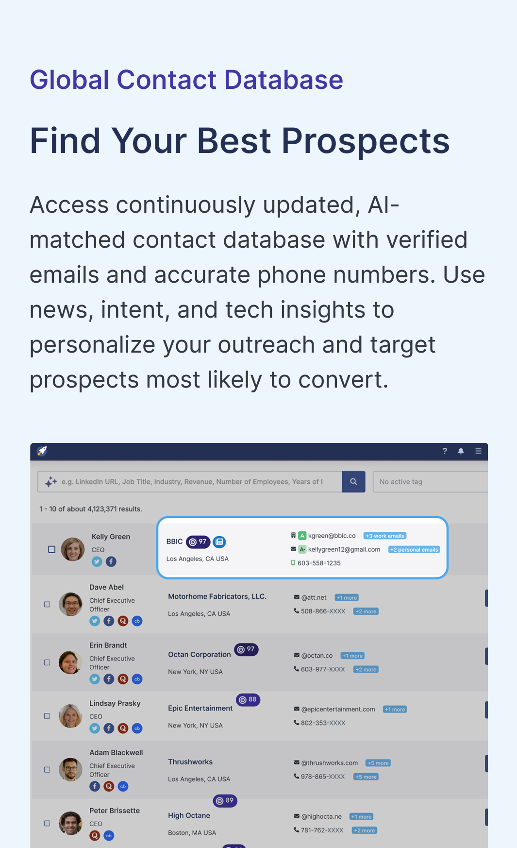 Highlighting a contact's data and information